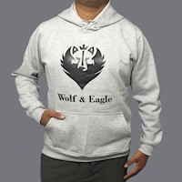 Polera Con Capucha Wolf & Eagle Estampada Melange
